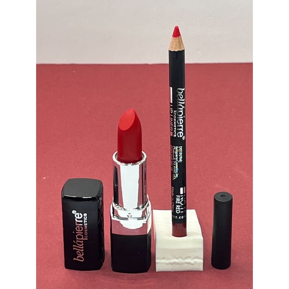 Bellapierre - Lipstick & Liner Duo - Matte Lipstick & Lip Liner Fire Red